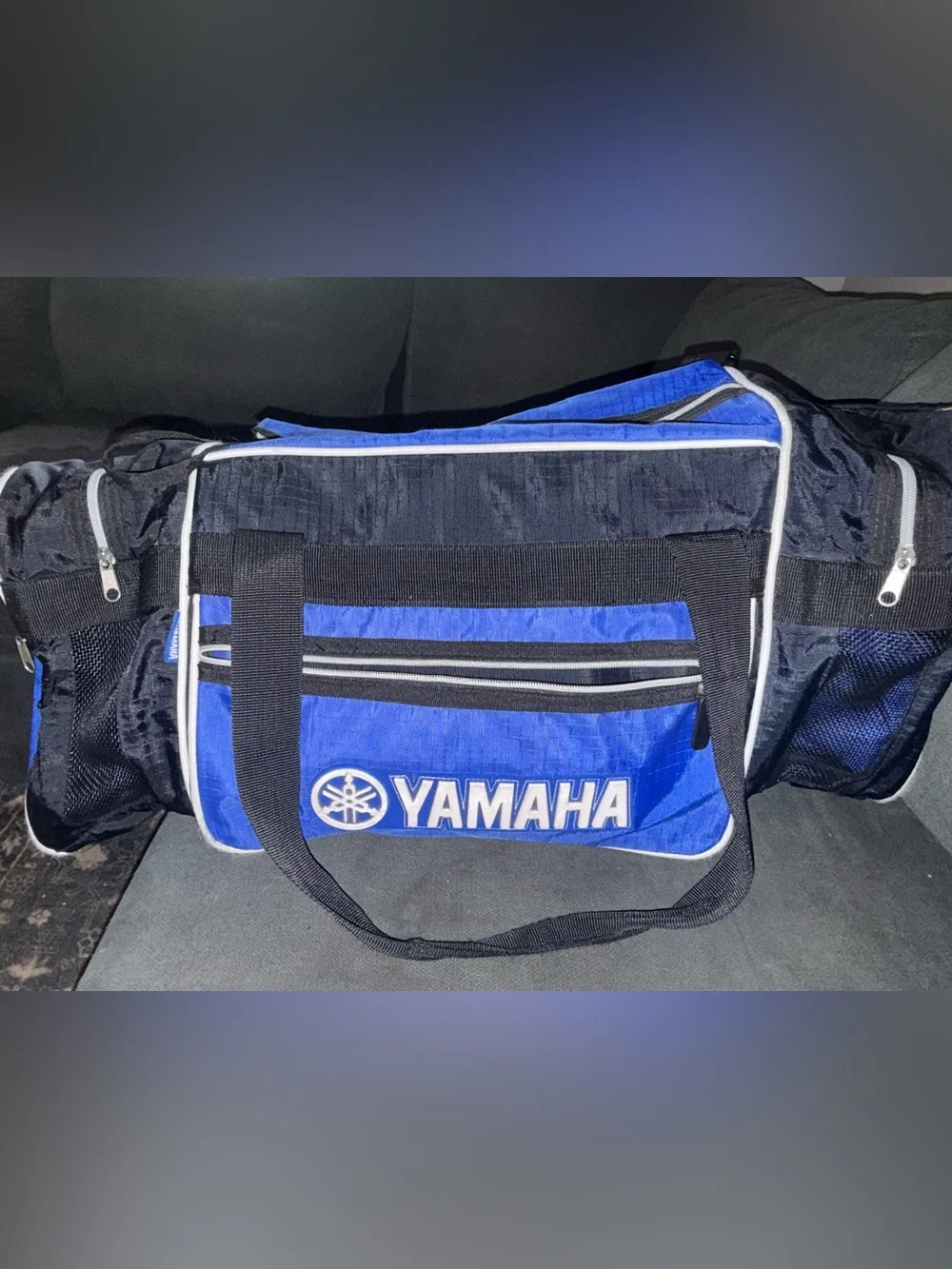 Vintage Yamaha Racing Gear Bag Blue Black Large Duffel Motocross